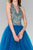 Elizabeth K - GS2382 Gold Applique Halter V-neck Tulle A-line Dress In Blue and Green