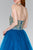 Elizabeth K - GS2382 Gold Applique Halter V-neck Tulle A-line Dress In Blue and Green