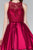 Elizabeth K - GS2383 Lace Jewel Neck Mikado A-line Dress In Red