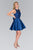 Elizabeth K - GS2383 Lace Jewel Neck Mikado A-line Dress In Blue