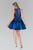 Elizabeth K - GS2383 Lace Jewel Neck Mikado A-line Dress In Blue