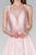 Elizabeth K - GS2384 Plunging V-Neck Bejeweled Mikado Dress In Pink