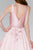 Elizabeth K - GS2384 Plunging V-Neck Bejeweled Mikado Dress In Pink