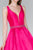 Elizabeth K - GS2384 Plunging V-Neck Bejeweled Mikado Dress In Pink