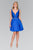 Elizabeth K - GS2384 Plunging V-Neck Bejeweled Mikado Dress In Blue