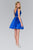 Elizabeth K - GS2384 Plunging V-Neck Bejeweled Mikado Dress In Blue