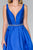 Elizabeth K - GS2384 Plunging V-Neck Bejeweled Mikado Dress In Blue