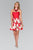 Elizabeth K - GS2385 Mikado Sweetheart Floral Print A-line Dress In Red