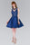 Elizabeth K - GS2387 Appliqued Illusion Bodice Mikado Dress In Blue
