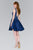 Elizabeth K - GS2387 Appliqued Illusion Bodice Mikado Dress In Blue