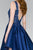 Elizabeth K - GS2387 Appliqued Illusion Bodice Mikado Dress In Blue