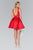Elizabeth K - GS2387 Appliqued Illusion Bodice Mikado Dress In Red