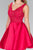 Elizabeth K - GS2387 Appliqued Illusion Bodice Mikado Dress In Red