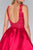 Elizabeth K - GS2387 Appliqued Illusion Bodice Mikado Dress In Red