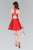 Elizabeth K - GS2390 Embellished Lace High Halter Mikado A-line Dress In Red