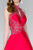 Elizabeth K - GS2390 Embellished Lace High Halter Mikado A-line Dress In Red