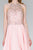 Elizabeth K - GS2395 Jewel Adorned Illusion Chiffon Dress In Pink