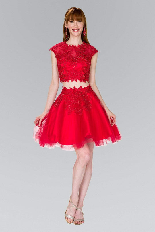 Elizabeth K - GS2397 Two Piece Lace Tulle A-line Dress In Red