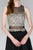 Elizabeth K - GS2401 Beaded Jewel Neck Chiffon A-line Dress in Black