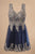 Elizabeth K - GS2403 Gold Lace Applique Tulle Cocktail Dress In Blue