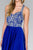 Elizabeth K - GS2412 Beaded V-neck Chiffon A-line Dress in Blue