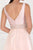 Elizabeth K - GS2413 Satin V-neck Jeweled Mesh A-line Dress In Pink