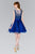 Elizabeth K - GS2414 Sparkly Beaded Lace Bodice Tulle Cocktail Dress In Blue