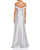 Aidan Mattox - MD1E201920 Pleated Off Shoulder Metallic Jacquard Gown in Silver
