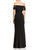 Aidan Mattox - MD1E203104 Off-Shoulder Tassel Sleeves Evening Gown In Black