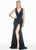 Ashley Lauren - 1494 Faux Wrap High Slit Velvet Gown In Green