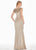 Ashley Lauren - 1517 Cap Sleeve Bead Fringed Crepe Sheath Gown In Nude
