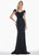 Ashley Lauren - 1522 Beaded Fringe Appliqued Mermaid Gown In Black