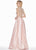 Ashley Lauren - 1564 Crystal Beaded Illusion Cap Sleeve A-Line Gown In Pink