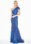 Ashley Lauren - 1574 Asymmetrical Bustier Twist Metallic Jersey Gown In Blue