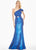 Ashley Lauren - 1574 Asymmetrical Bustier Twist Metallic Jersey Gown In Blue