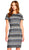 Adrianna Papell - AP1D101468 Stripe Patterned Sheath Dress With Cutout In Blue and Black