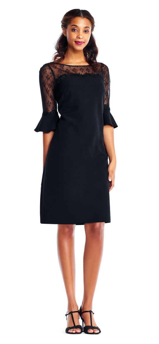 Adrianna Papell - AP1D101617 Illusion Bateau A-Line Cocktail Dress In Black