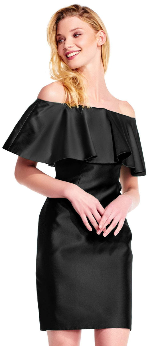 Adrianna Papell - AP1E201683 Off-Shoulder Mikado Sheath Dress In Black