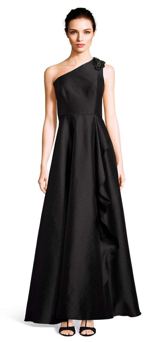 Adrianna Papell - AP1E202104 One-Shoulder A-line Gown in Black
