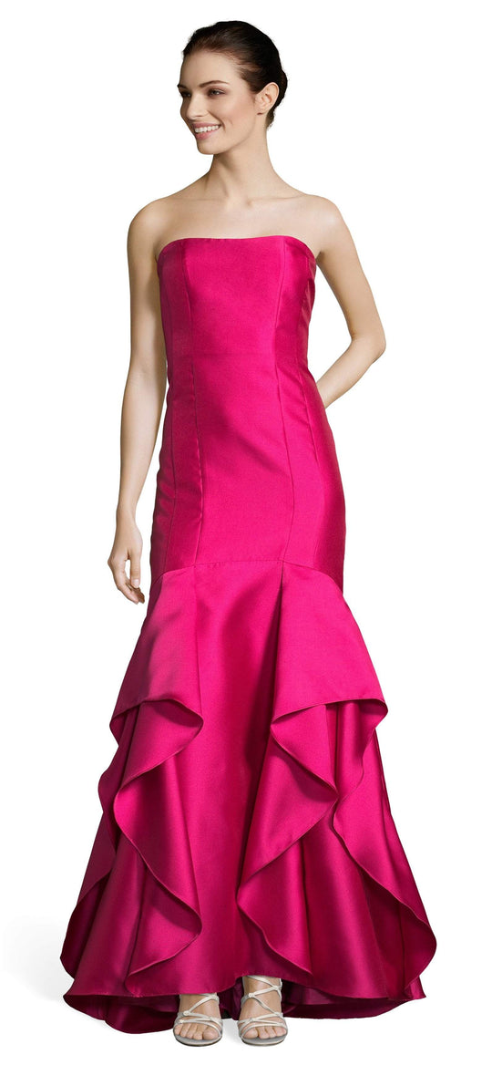 Adrianna Papell - AP1E203603 Strapless Ruffle Trumpet Dress With Train In Pink