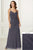 Adrianna Papell - 40170 V-Neck Blouson A-Line Dress In Gray