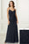 Adrianna Papell - 40170 V-Neck Blouson A-Line Dress In Blue