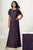 Adrianna Papell - 40171 Floral Beaded Flutter Sleeves Dress In Purple