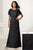 Adrianna Papell - 40171 Floral Beaded Flutter Sleeves Dress In Black