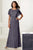 Adrianna Papell - 40171 Floral Beaded Flutter Sleeves Dress In Gray