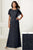Adrianna Papell - 40171 Floral Beaded Flutter Sleeves Dress In Blue