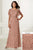 Adrianna Papell - 40171 Floral Beaded Flutter Sleeves Dress In Pink and Gold