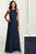 Adrianna Papell - 40174 Beaded Halter Tulle Sheath Dress In Blue