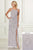 Adrianna Papell - 40164 Embellished Halter Sheath Dress With Slit In Silver