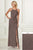 Adrianna Papell - 40164 Embellished Halter Sheath Dress With Slit In Gray